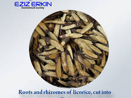 Roots and rhizomes of licorice, cut into small pieces.